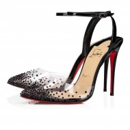 Christian Louboutin Spikaqueen 100mm Pvc Sandals Version Black Women