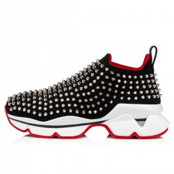 Christian Louboutin Spike Sock Donna Neopren Low Top Sneakers Black/Silver Women