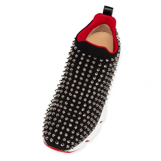 Christian Louboutin Spike Sock Donna Neopren Low Top Sneakers Black/Silver Women