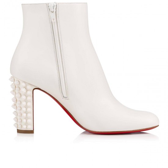 Christian Louboutin Suzi Folk 85mm Leather Ankle Boots Snow/Snow Women