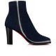 Christian Louboutin Telezip 85mm Suede Booties Marine/Bk Lucido Women