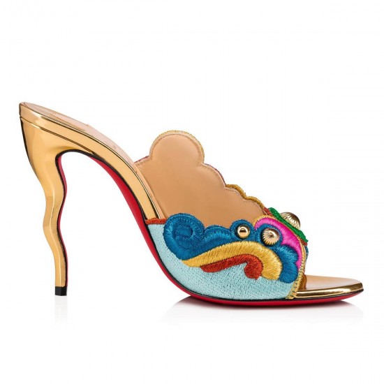 Christian Louboutin Thimpumule 100mm Crepe Satin Mules Version Multi Women