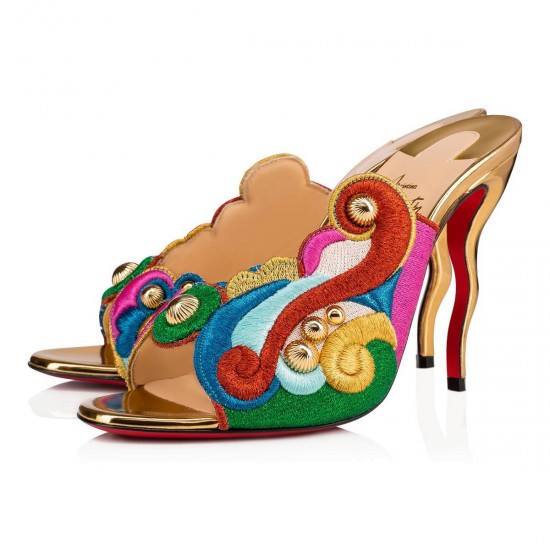 Christian Louboutin Thimpumule 100mm Crepe Satin Mules Version Multi Women