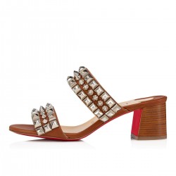 Christian Louboutin Tina Goes Mad 55mm Leather Sandals Cuoio Women