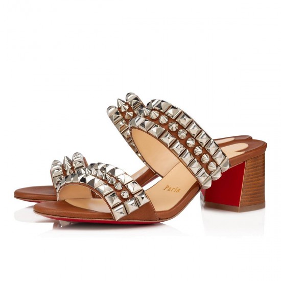 Christian Louboutin Tina Goes Mad 55mm Leather Sandals Cuoio Women