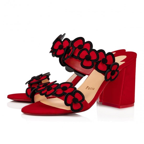 Christian Louboutin Tres Pansy 85mm Suede Sandals Loubi Women