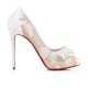 Christian Louboutin Very Lace 120mm Dentelle Lace Peep Toe Pumps Off White Women