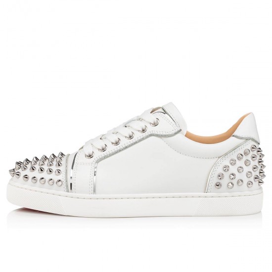 Christian Louboutin Vieira 2 Calf Low Top Sneakers White/Silver Women