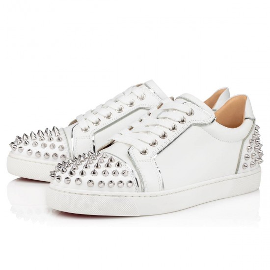 Christian Louboutin Vieira 2 Calf Low Top Sneakers White/Silver Women