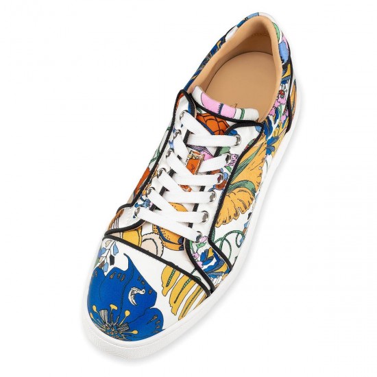 Christian Louboutin Vieira Orlato Crepe Satin Low Top Sneakers Bianco multi Women