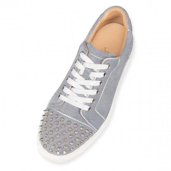 Christian Louboutin Vieira Spikes Suede Low Top Sneakers Grey/Silver Women