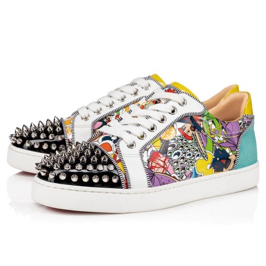 Christian Louboutin Vieira Spikes Orlato Patent Leather Low Top Sneakers Multi Women