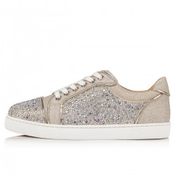 Christian Louboutin Vieira Strass Strass Low Top Sneakers Version Platine/Multi Women